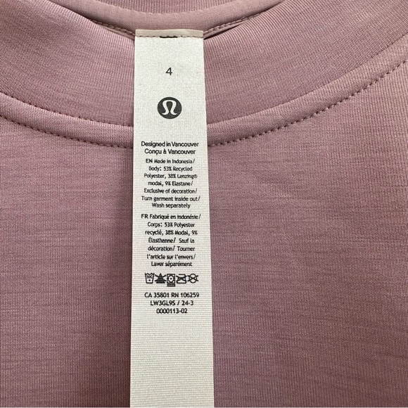 LuluLemon Softstreme Perfectly Oversized Cropped Crew in Rose Blush - Picture 7 of 9